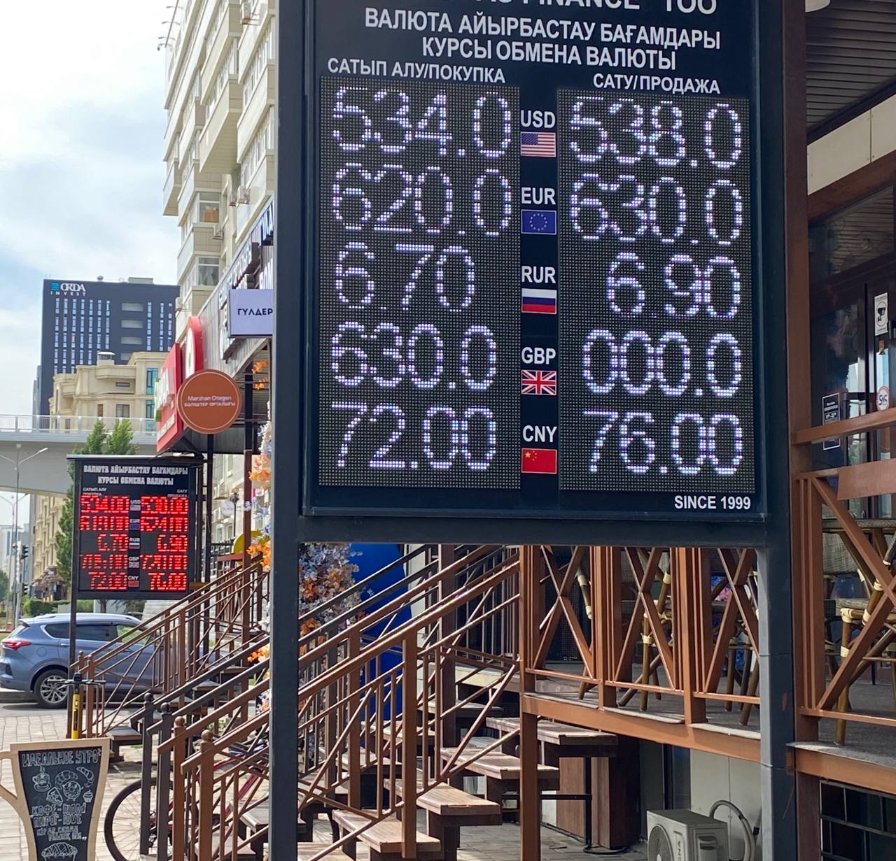 Доллар за 538-540 тенге продают обменники в Астане В это время Нацбанк Казахстана установил официальный курс на уровне 531,96 тенге. В июле тенге начал снижаться по отношению к доллару, Нацбанк объяснял это сезонным спросом. 3 июля по итогам торгов доллар стоил 519 тенге. Фото: Sputnik Казахстан.