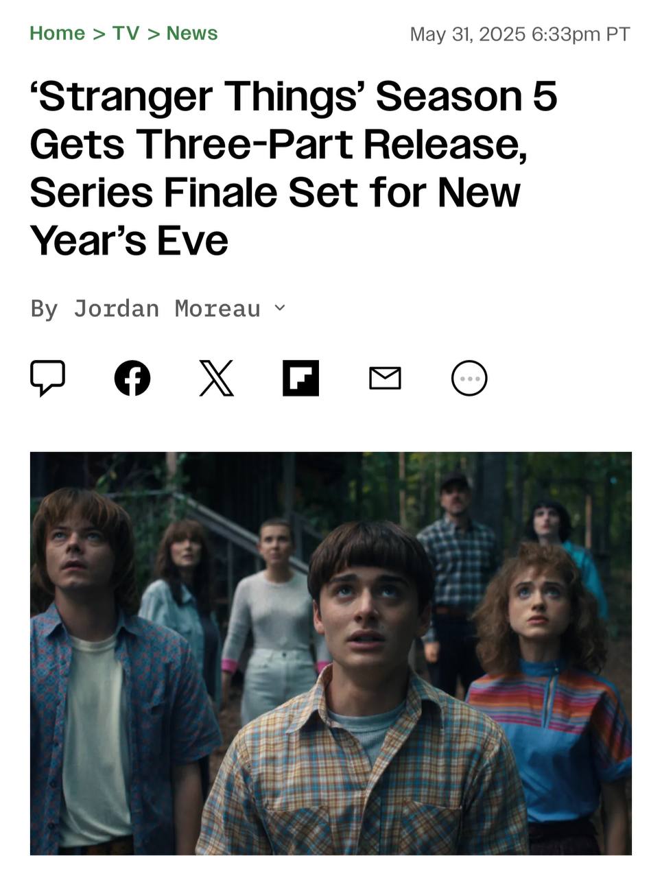 Netflix раскрыли дату выхода финального сезона «Очень странные дела». Его разделили на три части, первая выйдет 26 ноября, вторая 25 декабря и третья прямо на Новый год. Вместо «Голубого огонька» в этом году смотрим это