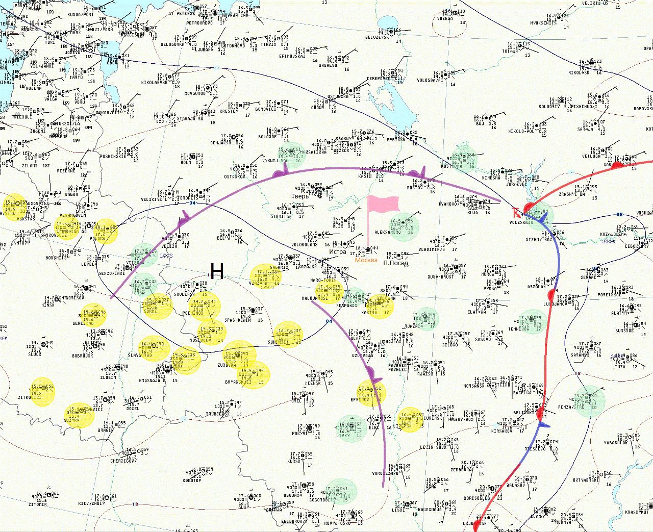 Кольцовка за 03 СГВ 22.07.2025 оригинал см. в первом комментарии . Сегодня под утро Смоленскую и Калужскую область окутали густые туманы с видимостью до 500 м. На отдельных станциях видимость падала до 200 м. #кольцовка #туман