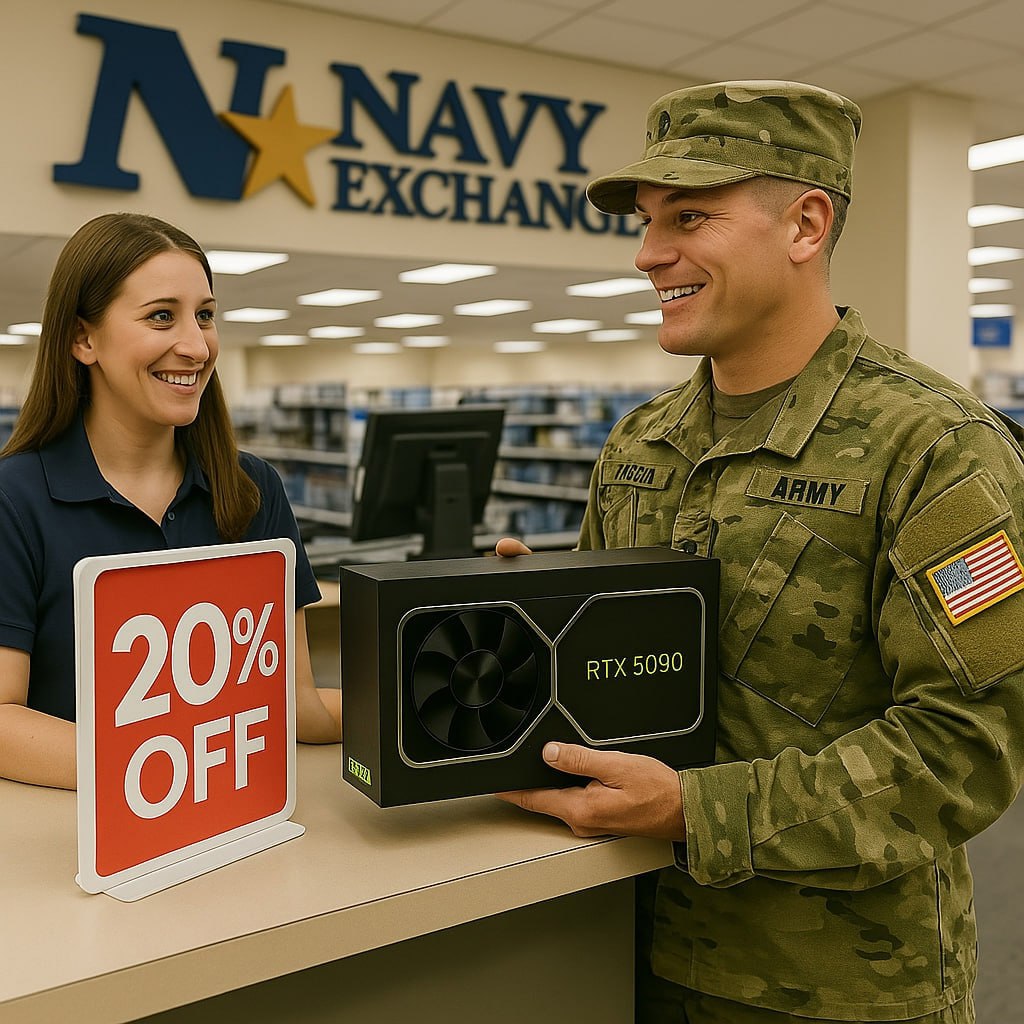 «Вы служите - вы экономите» Под таким лозунгом сеть магазинов Navy Exchange предлагает RTX 5070, RTX 5080 и даже RTX 5090 по рекомендованным ценам. Это магазин военной техники, который не облагается налогом. Совершать покупки в этой сети могут лишь военные в том числе бывшие , а также члены их семей. Пользователь Reddit рассказал, что смог приобрести RTX 5090 за $1900.