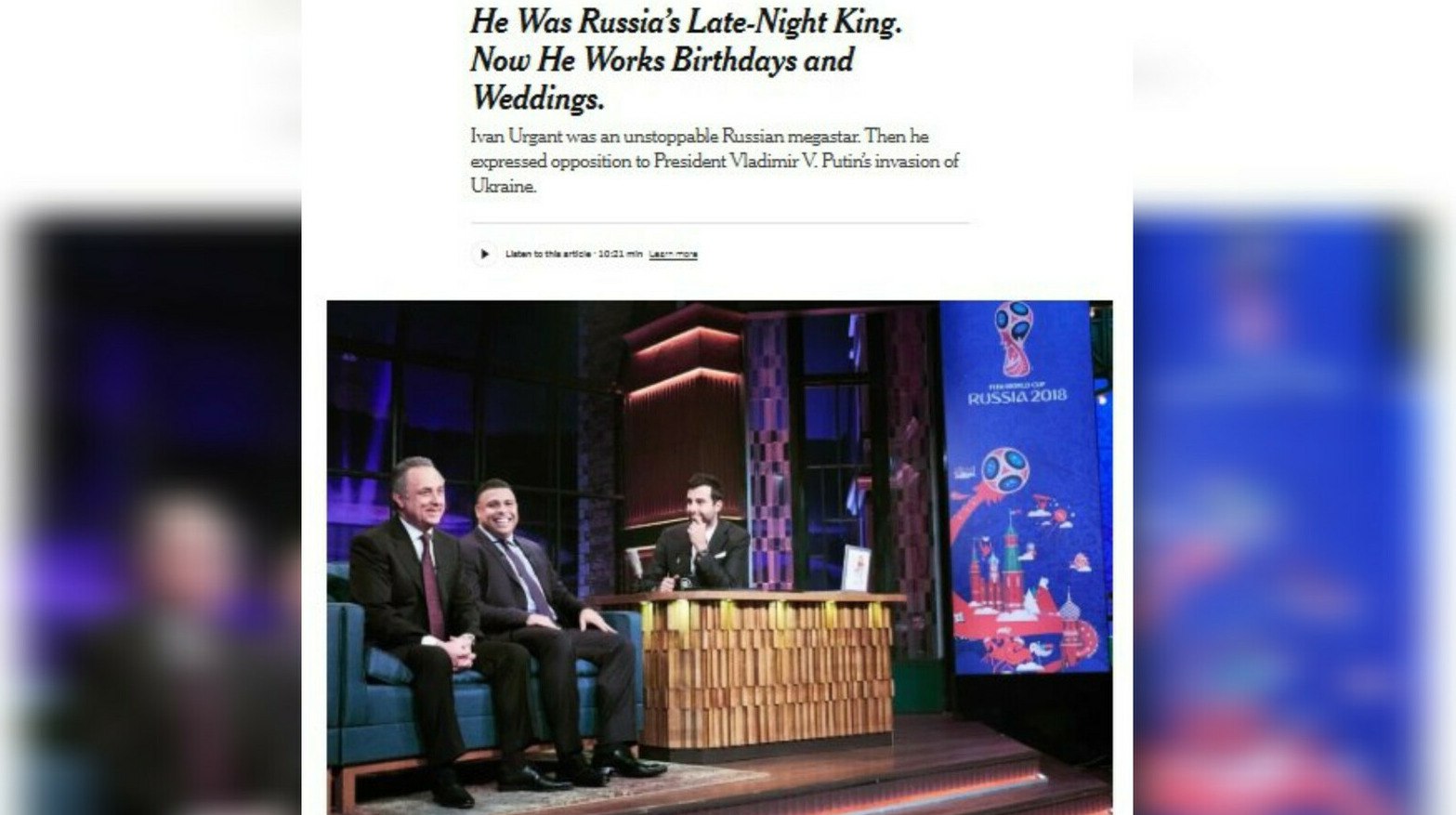 Путин лично запретил возвращение Урганта на телевидение NYT Владимир Путин лично запретил возвращение Ивана Урганта на российское телевидение из за его антивоенной позиции сообщает The New York Times передает ArbatMedia Прислать новость