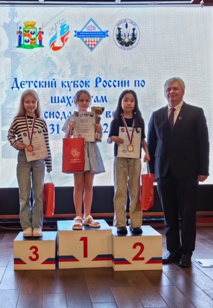 Эльзата Левгеева из Калмыкии стала серебряным призером этапа Кубка России по шахматам Этап детского Кубка России «Краснодарская весна» завершился в кубанской столице. В соревнованиях участвовали два воспитанника калмыцкой школы шахмат. В возрастной категории мальчиков и девочек до 11 лет выступали Савр Табунов и Эльзята Левгеева. Она набрала 7,5 очков и заняла второе место, а Савр Табунов с 4,5 очками стал 28-м из 64 участников. Фото: Школа шахмат Калмыкии Быть в курсе Прислать новость