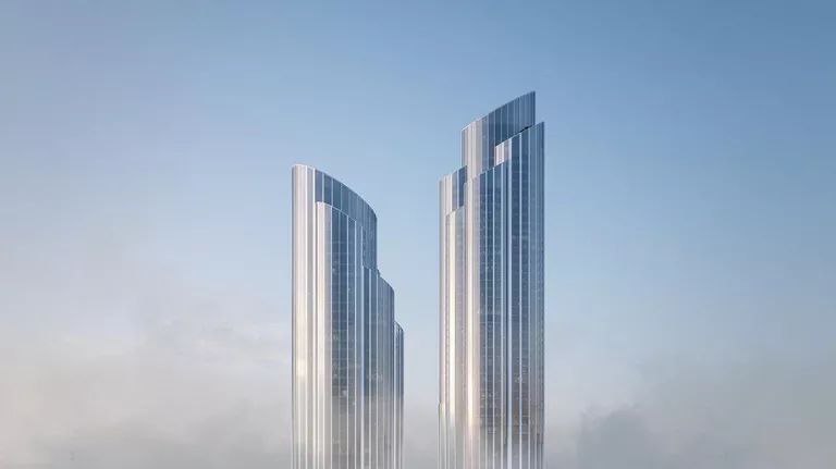 В Москве утвердили концепцию самого высокого жилого комплекса в Европе Архитектурная концепция самого высокого жилого комплекса в Европе предстает в виде двух башен на едином стилобате самая высокая из них 384 метра которые планируется построить рядом с деловым центром Москва Сити Проект реализуют в Пресненском районе на территории будущего района Сити 2 во 2 м Красногвардейском проезде Два высокотехнологичных небоскреба будут иметь от 83 до 96 этажей над землей и пять подземных уровней Суммарная поэтажная площадь проекта составит более 280 тысяч кв м В состав жилого кластера войдут бизнес центр культурные и досуговые пространства коммерческая инфраструктура и подземный паркинг