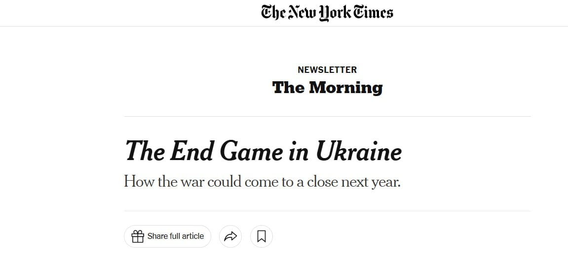 Следующий год будет годом переговоров по Украине, считает New York Times.  В публикации американской газеты говорится, что конфликт "с большой долей вероятности закончится в следующем году".  По оценке NYT, переговоры начались бы в любом случае, вне зависимости от исхода выборов в США, но победа Трампа их ускорит, и это якобы "плохие новости" для Киева.