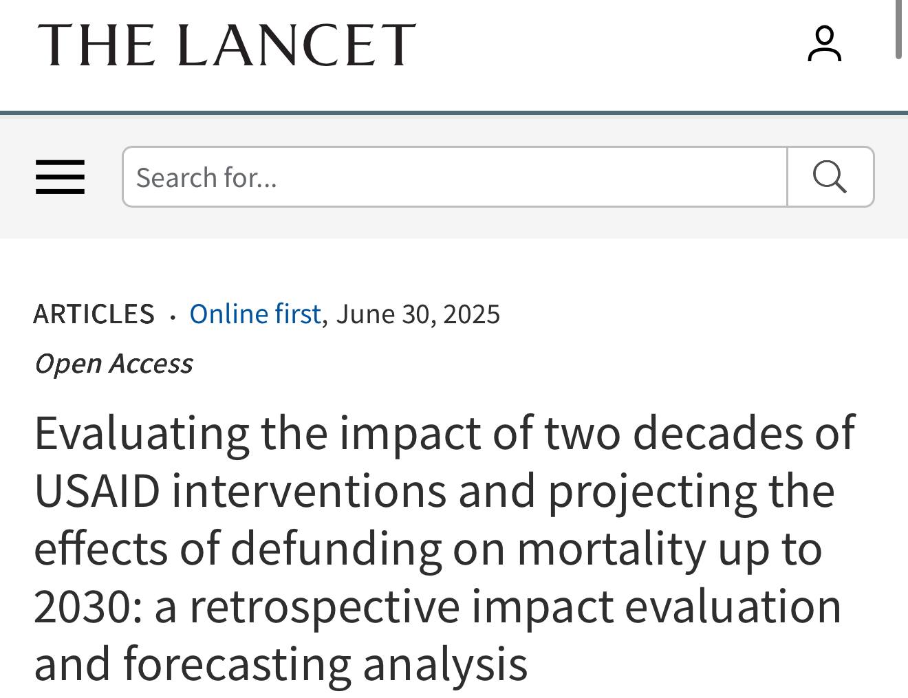 Сокращение финансирования USAID может привести к гибели 14 млн человек — The Lancet.  Решение администрации США существенно сократить бюджет  Агенства по международному развитию  USAID  может привести к гибели свыше 14 миллионов человек по всему миру к 2030 году, сообщается в журнале.   Исследование показывает, что за последние 20 лет программы USAID предотвратили около 91 миллиона смертей, включая 30 миллионов детских. Однако планируемое сокращение финансирования на 83% и возможное закрытие агентства могут спровоцировать гуманитарную катастрофу.
