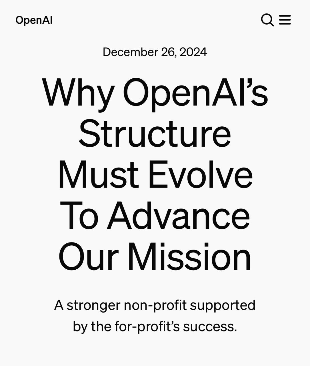 OpenAI трансформировалась в КОММЕРЧЕСКУЮ корпорацию — в огромном письме на сайте Альтман много распинается, но доносит всего одну простую мысль.  ЕМУ НУЖНО ОЧЕНЬ МНОГО ДЕНЕГ НА AGI  Ещё в 2019 чуваки наивно полагали, что на AGI хватит 10 млрд инвестиций — теперь счёт идёт на СОТНИ. В OpenAI уже была коммерческая структура — с 2025 она трансформируется в полноценную корпорацию, заточенную на прибыль.  Комичности ситуации добавляет название OpenAI — в 2015 Альтман обещал сделать AGI для всех и никогда не прикасаться к грязным зелёным бумажкам.     Бэкдор