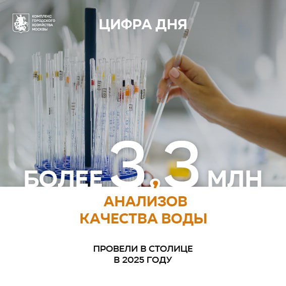 Более 3 3 млн анализов качества воды провели в столице в 2025 году В настоящее время состояние столичной воды анализируется по максимальному числу физико химических и биологических показателей всего их 200 Качество воды контролируется на всем пути ее движения на водоисточнике станциях водоподготовки и в распределительной сети За прошлый год провели более 3 3 млн различных исследований которые в очередной раз подтвердили соответствие воды которая поступает в краны москвичей всем требованиям и нормативам рассказал заместитель Мэра Москвы Петр Бирюков Ежедневно Москва потребляет почти 3 млн кубометров воды в столице проложено порядка 13 тыс км водопроводных сетей Эта сложная система нуждается в постоянном контроле и при необходимости в оперативной корректировке параметров Приборы круглосуточно отслеживают изменения основных показателей состава воды Данные с анализаторов поступают в единую информационную систему с помощью которой специалисты могут быстро принять решение по изменению технологических режимов очистки Кроме лабораторных исследований следить за качеством воды в режиме реального времени помогают более 500 приборов автоматического контроля Результаты их анализов передаются в систему социально гигиенического мониторинга столицы Больше о событиях Москвы в каналах Мэра Москвы Сергея Собянина и Городское хозяйство Москвы в MAX