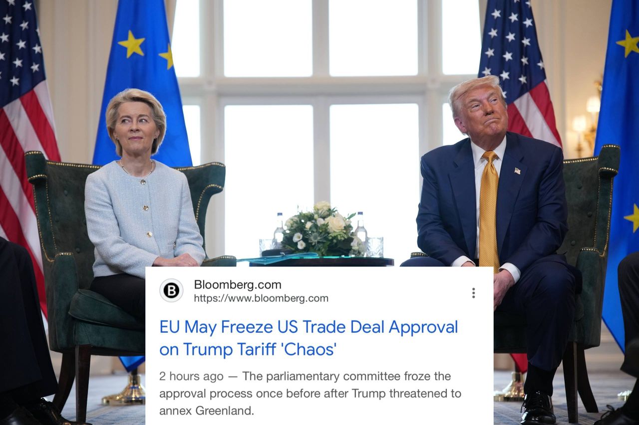 ЕС может заморозить утверждение торговых соглашений с США из за сложного положения Трампа связанного с тарифами Bloomberg Многие страны такие как Индия Китай и Япония получили рычаги влияния и планируют пересмотреть торговые соглашения пишет агентство