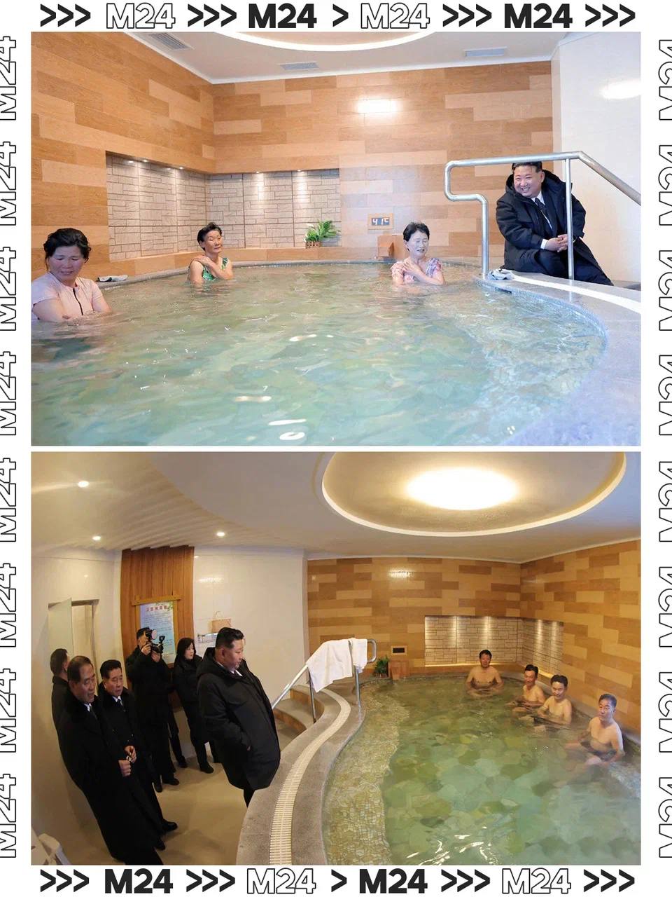 Заглянул в баню и проинспектировал горячие источники В сети обсуждают забавные фото на которых Ким Чен Ын лично убеждается в том что народ отдыхает Лидер КНДР на церемонии завершения строительства Онпхоского дома отдыха осмотрел комплекс и дал указание закончить подготовку к эксплуатации открыв его для посетителей в феврале ЦТАК Подписаться на Москва 24 Наши каналы Новости в MAX