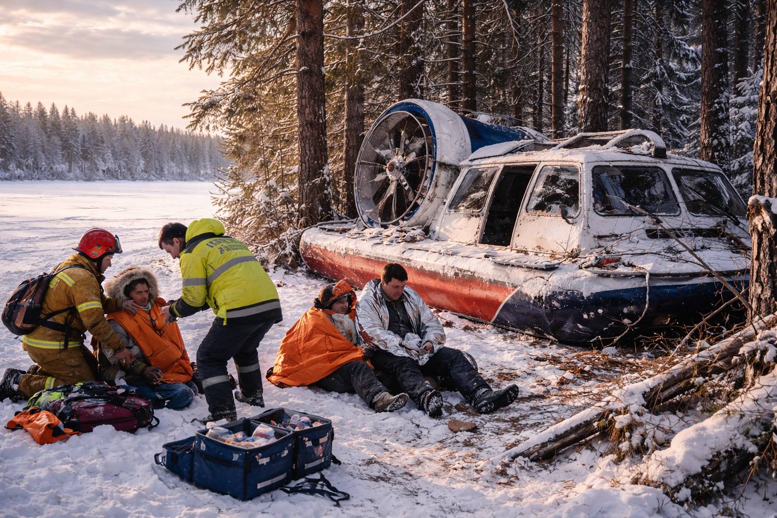 Аэролодка с туристами из Петербурга перевернулась в Карелии Частное судно на воздушной подушке накануне возвращалось с острова Кижи в сторону посёлка Оятевщина Капитан не справился с управлением и примерно в километре от берега лодка врезалась в деревья и перевернулась Предварительно судно не успело затормозить На борту находились пять человек Пострадали четверо три женщины из Петербурга и мужчина из Кировской области они получили ушибы у последнего также диагностировали закрытую черепно мозговую травму и перелом Капитан за медпомощью не обращался Пострадавших госпитализировали в Медвежьегорскую ЦРБ TodaySPb Новости GradSPb Места СПб