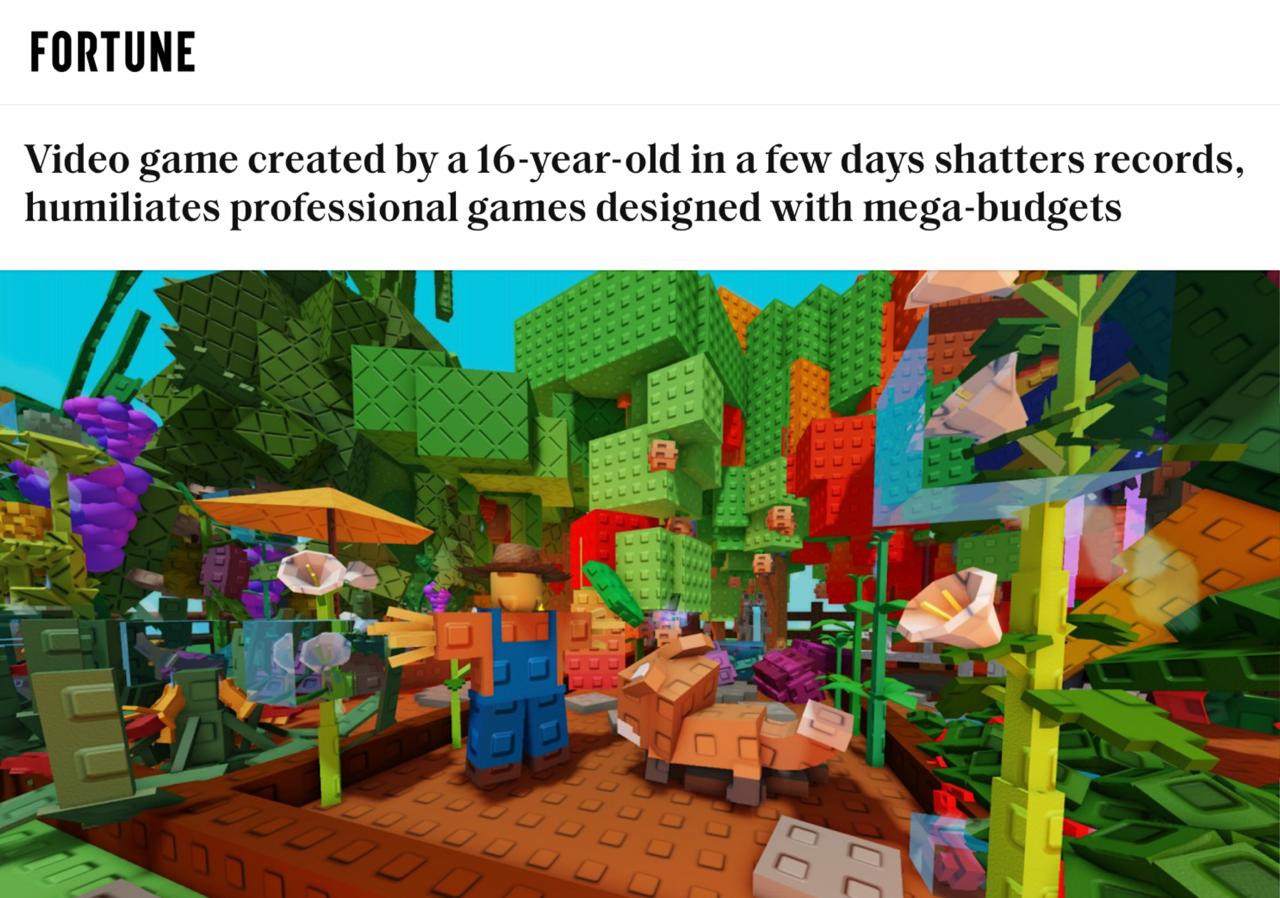 16-летний школьник за 3 дня создал симулятор фермы в Roblox — собрал онлайн 21,6 млн человек, и только за май игра принесла ₽1 млрд ! от продажи виртуальных морковок и лопаток. Grow a Garden обошла по онлайну даже Fortnite: вы сажаете морковку, поливаете клубнику и слушаете Моцарта. Можно меняться семенами, торговать или даже красть урожай у соседей. Проект уже выкупила студия из Новой Зеландии, но парень оставил за собой 50% прав. школьник просто делает деньги и смеется над всей индустрией