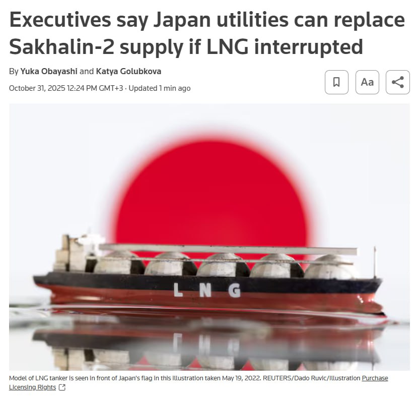 Японские энергетические компании покупатели российского СПГ могут обеспечить альтернативные поставки в случае прекращения поставок с Сахалин 2 Reuters     smartlab news i 168590 GAZP