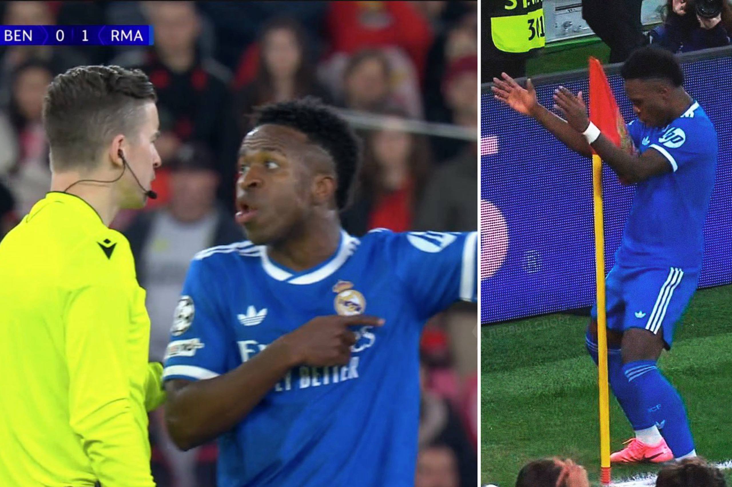 Престианни из Бенфики назвал Винисиуса обезьяной об этом сам бразилец из Реала сообщил главному арбитру во время матча плей офф ЛЧ Из за оскорблений от соперника и фанатов португальского клуба Винисиус не хотел продолжать игру но в итоге матч возобновили Сам Винисиус перед тем как его оскорбили на почве расизма отпраздновал гол в ворота Бенфики провокационным танцем возле углового флажка