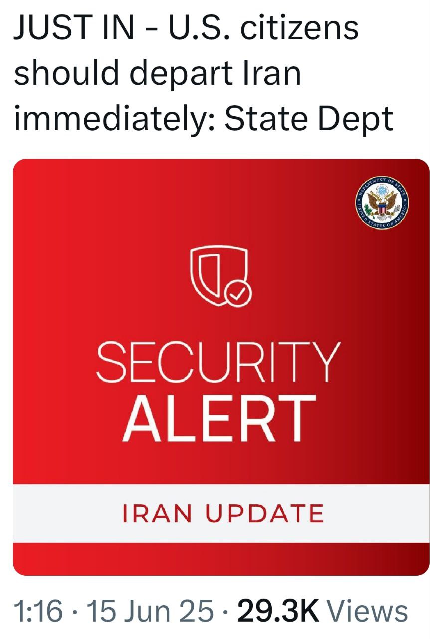США призывают своих граждан немедленно покинуть Иран. —— Вспомнили вовремя — через пару огоньков над Тегераном. Каким именно транспортом покинуть Иран тоже не уясняется. ——— Борис и Лора из иврит-дозора Телеграм / Ютуб / Тикток Поддержать канал по ссылке
