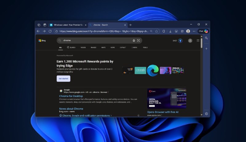 Microsoft платит за отказ от Chrome и переход на Edge При поиске слова Chrome в Bing пользователям предлагают 1300 баллов для магазина Microsoft это примерно 1 3 за установку Edge Реклама Edge активна только при поиске Chrome владельцам других браузеров бонусы не дают   t me neurosphera