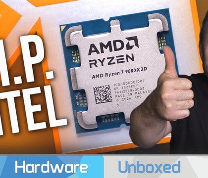 HUB сравнил Ryzen 9800X3D с Ryzen 9700X, Ryzen 7800X3D и Core i9-14900K в 14 играх  Авторы YouTube-канала Hardware Unboxed опубликовали независимый обзор нового 8-ядерного процессора Ryzen 9800X3D. Блогеры протестировали CPU в 14 актуальных играх с разрешением 1080р и сравнили полученные результаты с показателями Ryzen 9700X, Ryzen 7800X3D и Core i9-14900K.  Читать далее