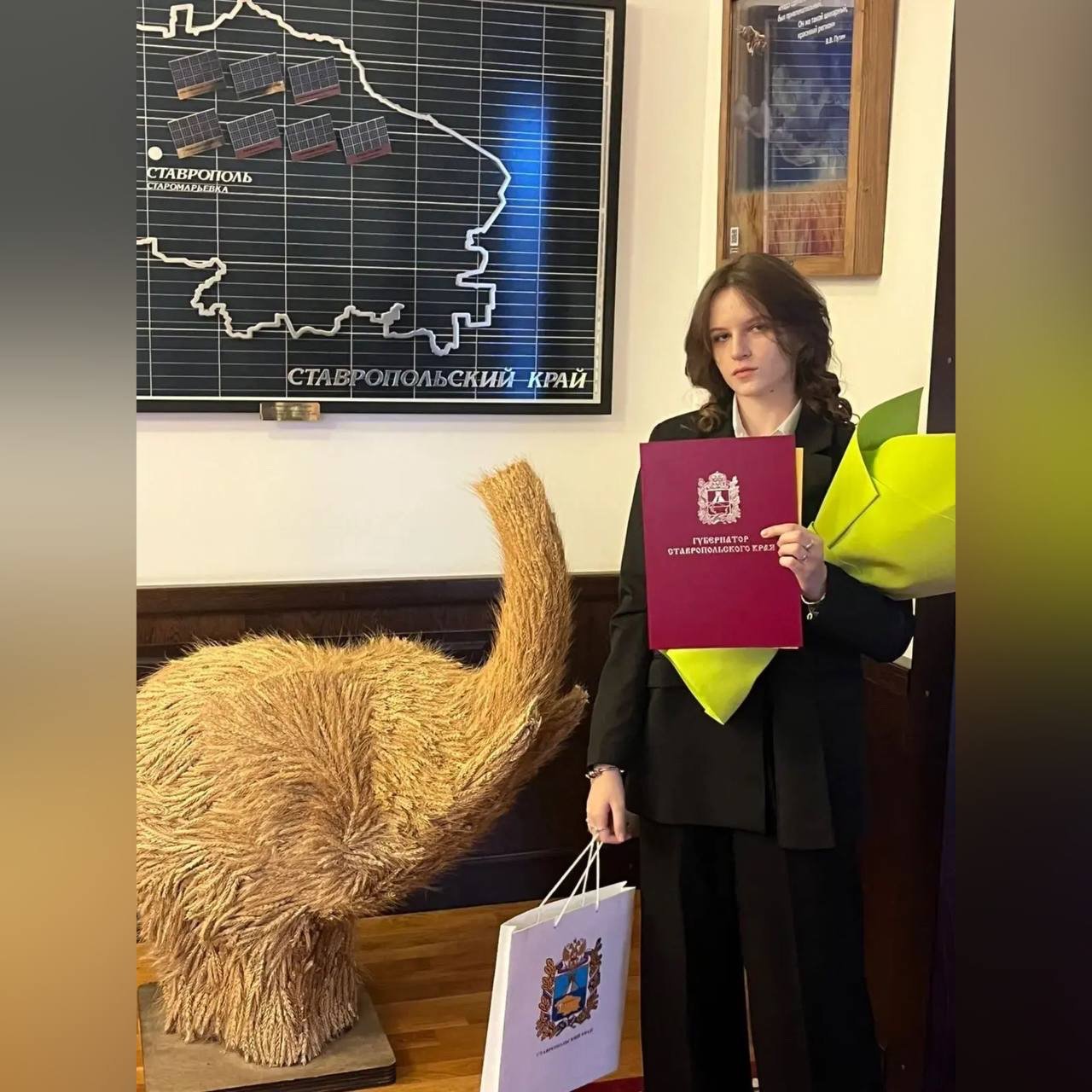 Красногвардейская школьница победительница краевого конкурса 11 декабря под председательством Губернатора Ставропольского края Владимира Владимировича Владимирова состоялось заседание антинаркотической комиссии В его начале прошло чествование организаторов межрегионального форума профилактических проектов и практик в сфере предупреждения наркомании и незаконного оборота наркотиков в молодежной среде Союз 26 а также победителей конкурса Территория независимости 26 В рамках этой церемонии Владимир Владимирович вручил Воронковой Эвелине ученице 11 класса СОШ 12 диплом победителя в номинации Наружная реклама антинаркотической направленности благодарственное письмо и ценный приз