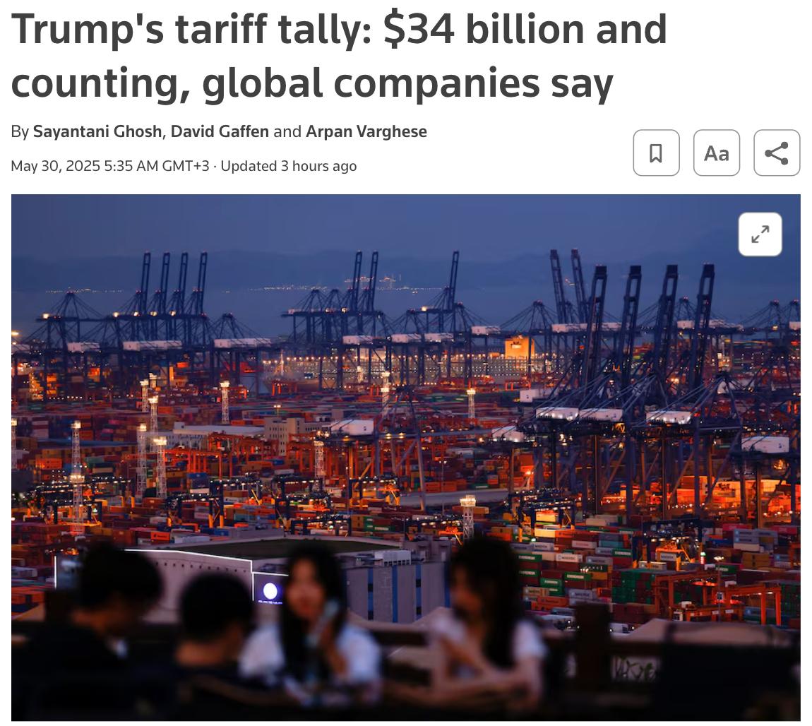 Развязанная Трампом торговая война обошлась компаниям в $34 млрд из-за упущенной выгоды и более высоких издержек, посчитали журналисты Reuters. Как отмечает агентство, эта сумма может вырасти, так как неопределённость в отношении объявленных пошлин сохраняется, а это, в свою очередь, сказывается на решениях некоторых крупнейших корпораций во всём мире.