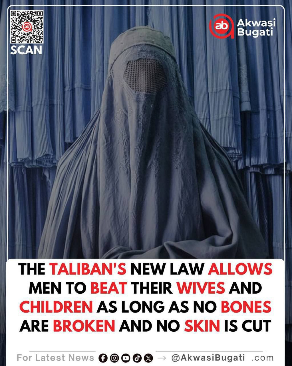 Власти Талибана ввели новое правило позволяющее мужчинам применять насилие к своим женам и детям при условии что кости не будут сломаны и порезы не будут нанесены Это решение получило одобрение местного парламента и было подписано верховным лидером движения Хибатуллой Ахундзадой Согласно данному законодательству если в результате физического насилия член семьи погибает но не получает переломов или порезов мужчина не понесет уголовной ответственности