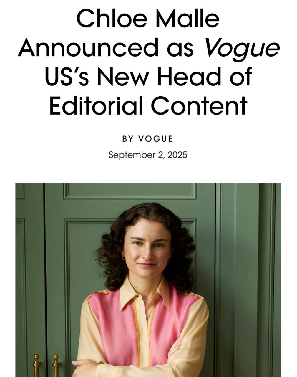 Хлоя Малль назначена главой редакционного контента Vogue теперь официально