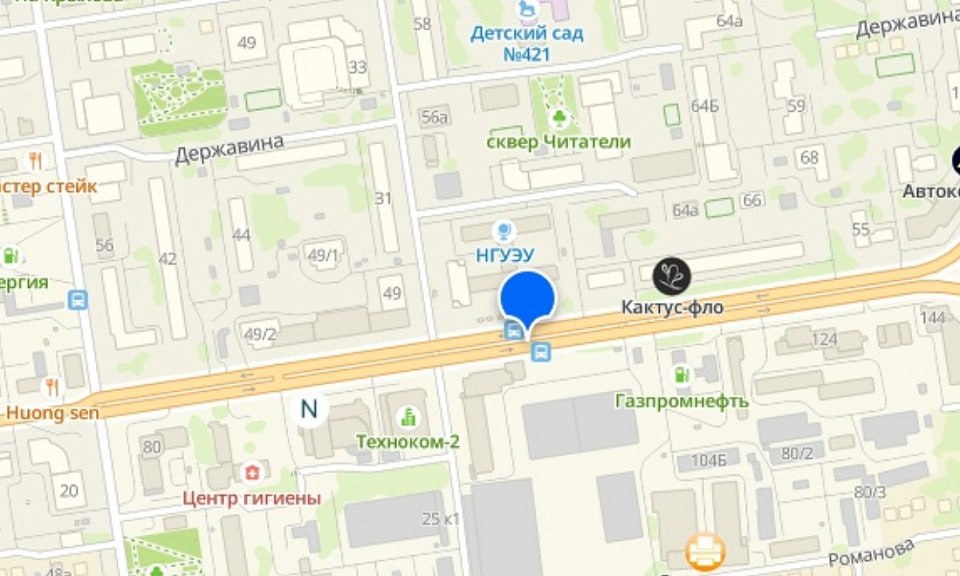 Остановку «Университет Экономики» в Новосибирске сдвинут на 35 метров Остановочный пункт, расположенный на чётной стороне улицы Фрунзе, временно будет перенесён на новое место из-за сужения проезжей части. Как сообщили в мэрии областной столицы, до 31 мая ширина дороги на улице Фрунзе в районе здания №88 будет сокращена на 13,5 метра, а в районе здания №96 — на 10 метров. Ограничения связаны с проведением ремонтных работ на теплотрассе. По этой причине остановку общественного транспорта «Университет Экономики» временно перенесут на 35 метров по ходу движения. Фото: скриншот страницы сервиса 2ГИС Прислать новость