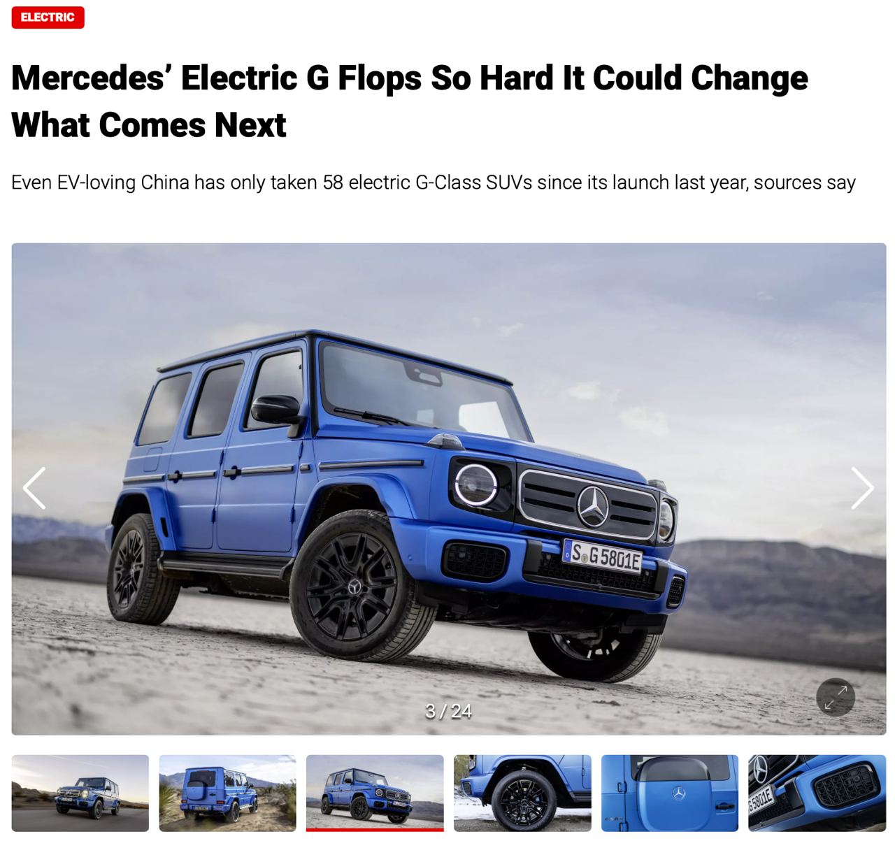 Электрический Гелендваген продается в семь раз хуже стандартного G-Class В Китае сбыто всего 58 единиц, хотя обычно там электромобили пользуются спросом. В США продажи электрического Гелика составили ноль экземпляров. Экологичность уступила реву мотора. Снова. ———————————————— - Канал про тренды из мира IT, технологий, нейросетей и бизнеса.