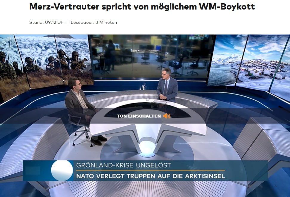 В правящих кругах Германии не исключают бойкота чемпионата мира по футболу 2026 в случае силовой аннексии Гренландии Соединенными Штатами Об этом заявил внешнеполитический представитель фракции ХДС ХСС близкий соратник канцлера Фридриха Мерца Юрген Гардт сообщает Die Welt Отказ от участия в турнире может рассматриваться лишь как крайняя мера чтобы заставить президента Трампа опомниться в гренландском вопросе сказал Гардт В то же время Гардт выразил надежду что внутри НАТО удастся найти общее решение и избежать эскалации конфликта ЧМ 2026 состоится с 11 июня по 19 июля в 16 городах США Канады и Мексики Сайт Страна YouTube Прислать новость фото видео Реклама на канале