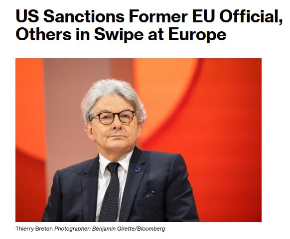 Администрация Трампа ввела санкции в отношении бывшего комиссара Европейского союза Тьерри Бретона и ещё четырёх человек за попытку заставить американские технологические компании контролировать политические высказывания на своих платформах пишет Bloomberg В число попавших под санкции также вошли Имран Ахмед из Центра противодействия цифровой ненависти и Клэр Мелфорд из британского Глобального индекса дезинформации а также Анна Лена фон Ходенберг и Жозефин Баллон из немецкой организации HateAid которая отмечает крайне правые разжигающие ненависть высказывания в Интернете сообщает издание Global Disinformation Index назвал санкции авторитарной атакой на свободу слова и вопиющим актом государственной цензуры обвинив администрацию Трампа в использовании своей власти для запугивания цензуры и подавления голосов с которыми они не согласны говорится в публикации ЕС и Белый дом неоднократно конфликтовали из за свободы слова и регулирования технологий В начале этого месяца социальная сеть X была оштрафована на 120 млн евро за нарушение противоречивого закона ЕС о модерации контента Представитель ЕС отрицал что этот шаг был связан с цензурой и заявил что он направлен на обеспечение прозрачности   Telegram MAX Читать эксклюзив