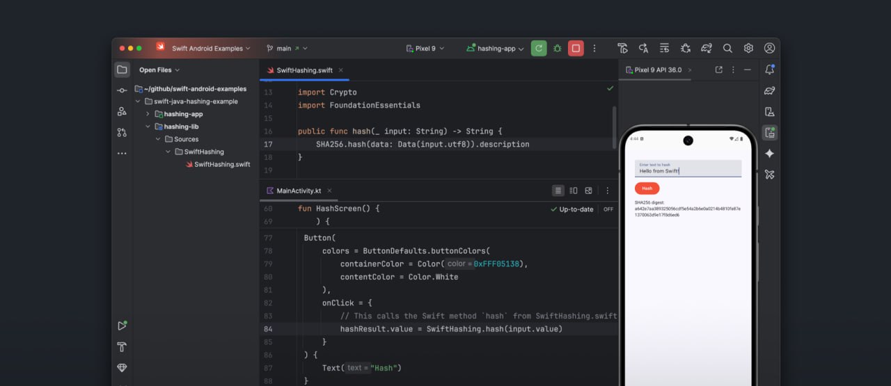Apple представила Swift SDK for Android инструменты которые позволяют писать Android приложения на Swift языке для iOS и macOS Android нативно не поддерживает Swift поэтому код перекомпилируется в Kotlin или Java В итоге iOS разработчики смогут писать приложения на одном языке сразу для двух платформ SDK уже доступен в составе установщика для Windows а также отдельно для Linux и macOS