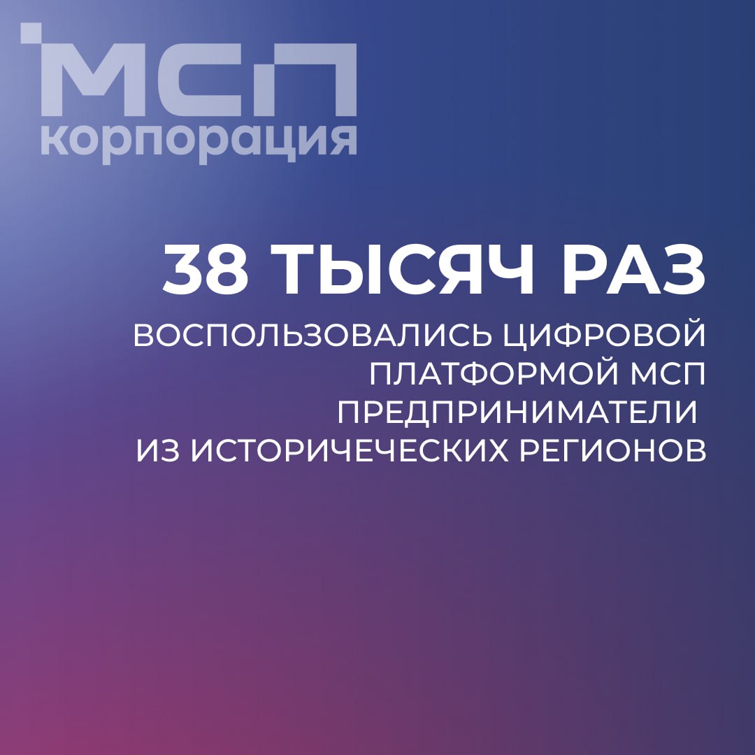Предприниматели из исторических регионов более 38 тыс раз воспользовались Цифровой платформой МСП Количество зарегистрированных на Цифровой платформе МСП РФ предпринимателей на начало декабря 2025 года превысило 3 6 тыс Сервисами платформы воспользовались более 38 тыс раз На МСП РФ внедрены стандартизированные и уникальные цифровые услуги для предпринимателей из новых регионов Так для Запорожской области опубликовано 9 услуг поступило 84 заявки на размещение для ДНР 8 услуг поступило 11 заявок для ЛНР 11 услуг поступило 135 заявок и для Херсонской области 9 услуг поступило 4 заявки Всего на Цифровой платформе МСП РФ размещено свыше 35 сервисов и более 800 мер поддержки которыми могут воспользоваться предприниматели в том числе из исторических регионов Так же в настоящее время на Цифровой платформе МСП РФ реализована возможность узнать обо всех доступных государственных субсидиях и грантах с портала финансовых мер поддержки Минфина России В период проведения отборов пользователи МСП РФ могут подробно изучить на какие цели выдается поддержка необходимо ли софинансирование какие основные требования к заявителю по организационно правовой форме видам деятельности и иным параметрам дающим право на получение поддержки какой период подачи заявки и даты ее рассмотрения Предприниматели из новых регионов могут воспользоваться возможностями Цифровой платформы МСП РФ для получения субсидий и грантов от государства