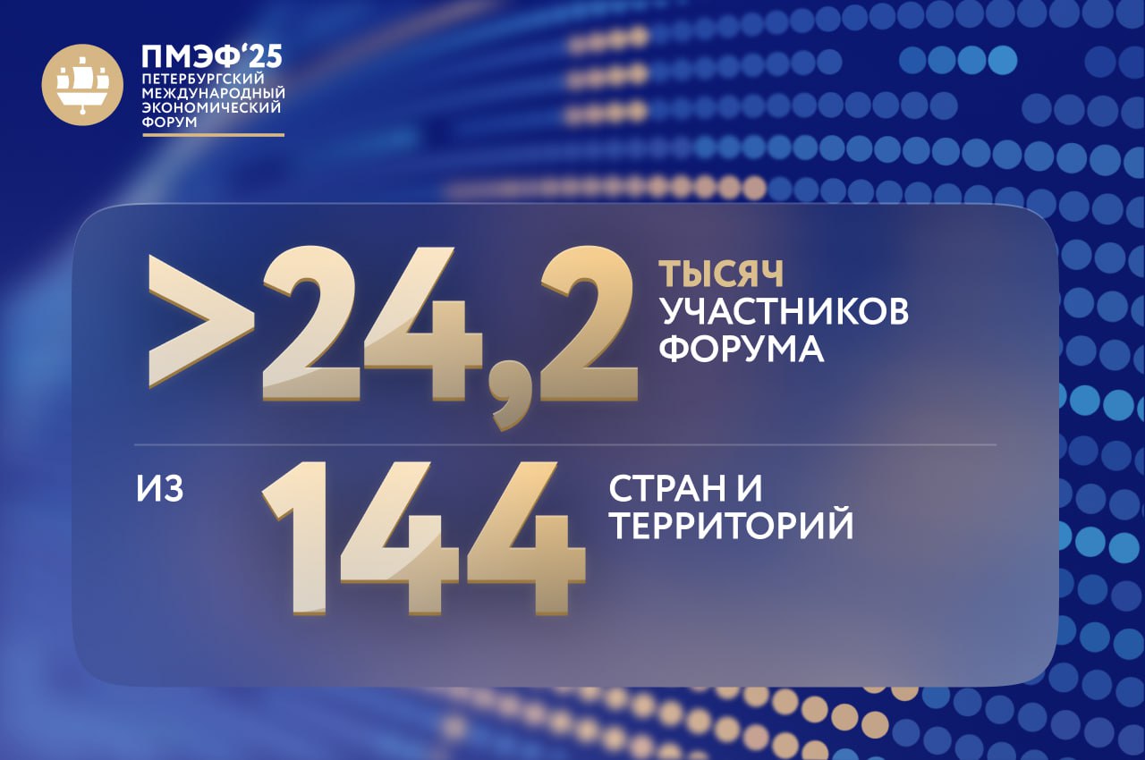 Общее количество участников ПМЭФ — более 24,2 тыс. человек из 144 стран и территорий, заявил на итоговой пресс-конференции советник президента России Антон Кобяков.