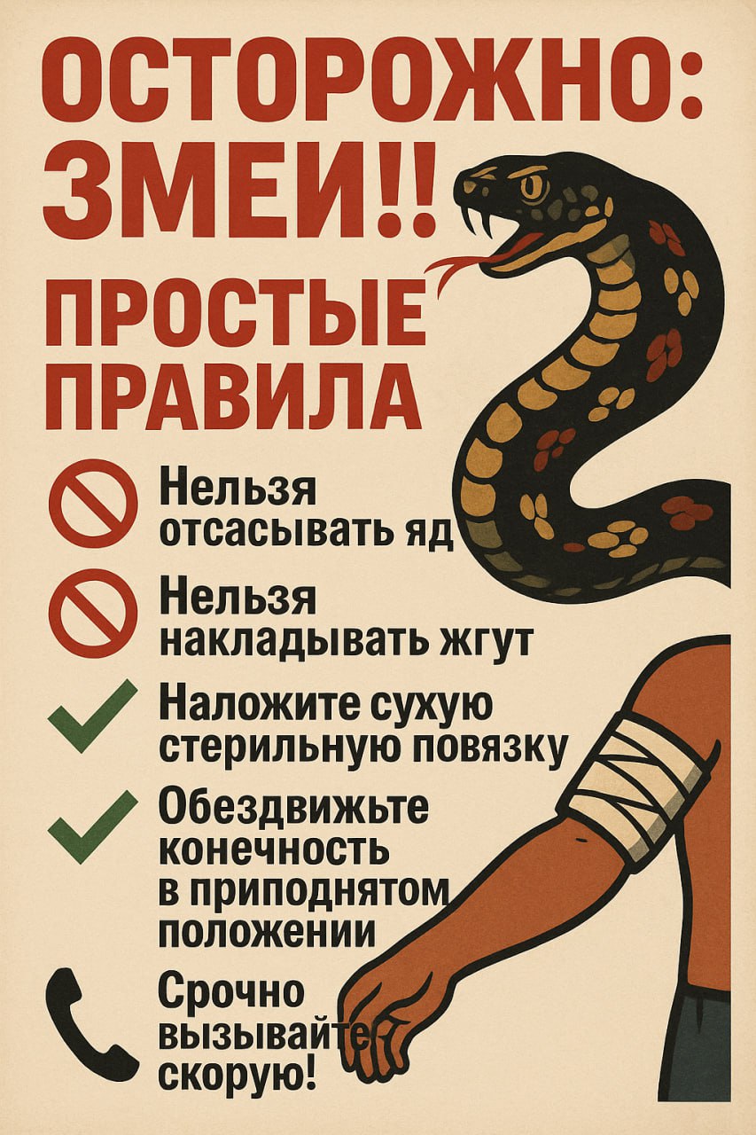 Змеи проснулись раньше времени! С начала года в Нижегородской области от укусов змей пострадали 4 человека — всем потребовалась госпитализация. Где было опасно: • Борский округ • Ветлужский округ • Дальнеконстантиновский округ Что важно знать: • Нельзя отсасывать яд • Нельзя накладывать жгут • Наложите сухую стерильную повязку • Обездвижьте конечность в приподнятом положении • Срочно вызывайте скорую! Хорошая новость: • Летальных случаев не зарегистрировано Будьте осторожны на природе — особенно в траве и у воды! Подпишись, чтобы не ждать Рикки-Тикки-Тави