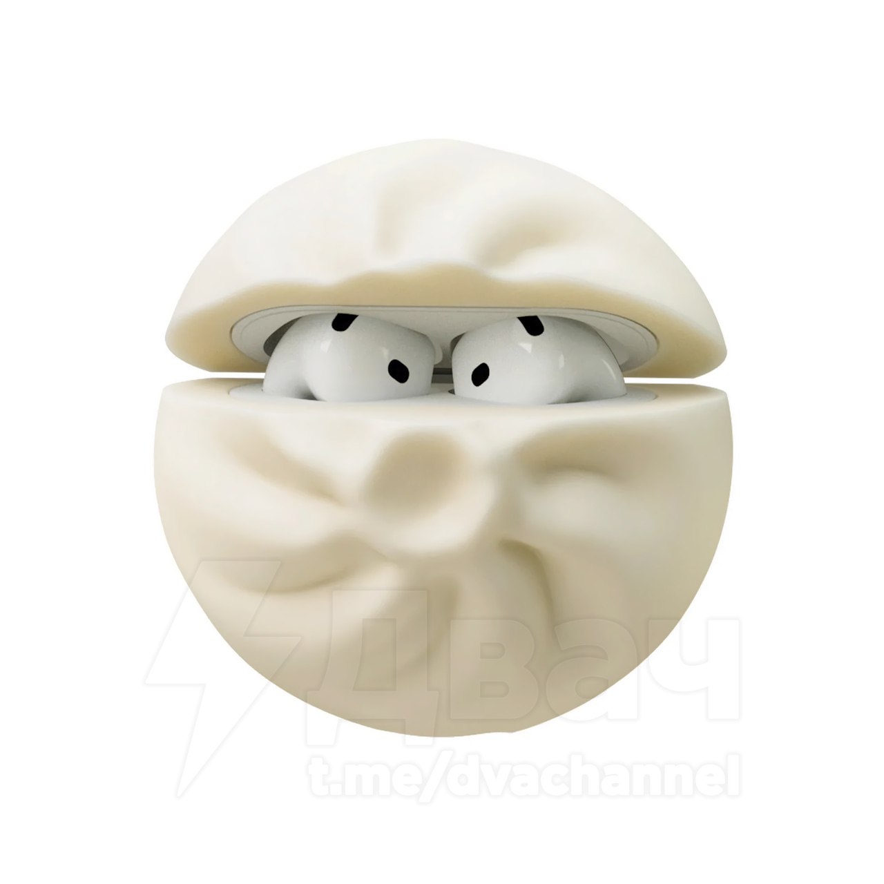 Для AirPods вышел чехол в форме хинкали Его можно купить для AirPods Pro 1 3 и AirPods 4 Цена имбы 2500 рублей Производитель обещает что кейс приятный на ощупь и имеет влажную текстуру похожую на настоящее тесто сяолунбао