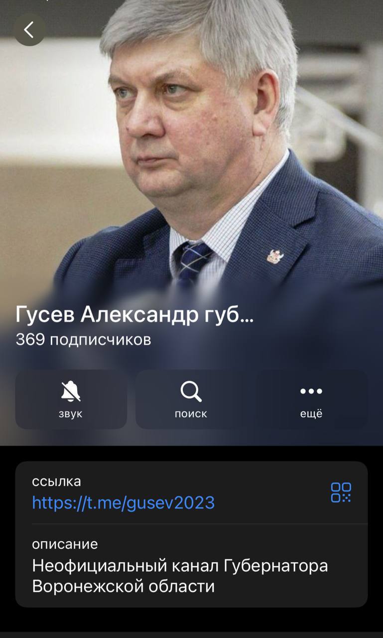 В Telegram появился фейковый аккаунт губернатора Воронежской области Александра Гусева Не ведитесь и не переходите по подозрительным ссылкам! Подписаться Типичный Воронеж