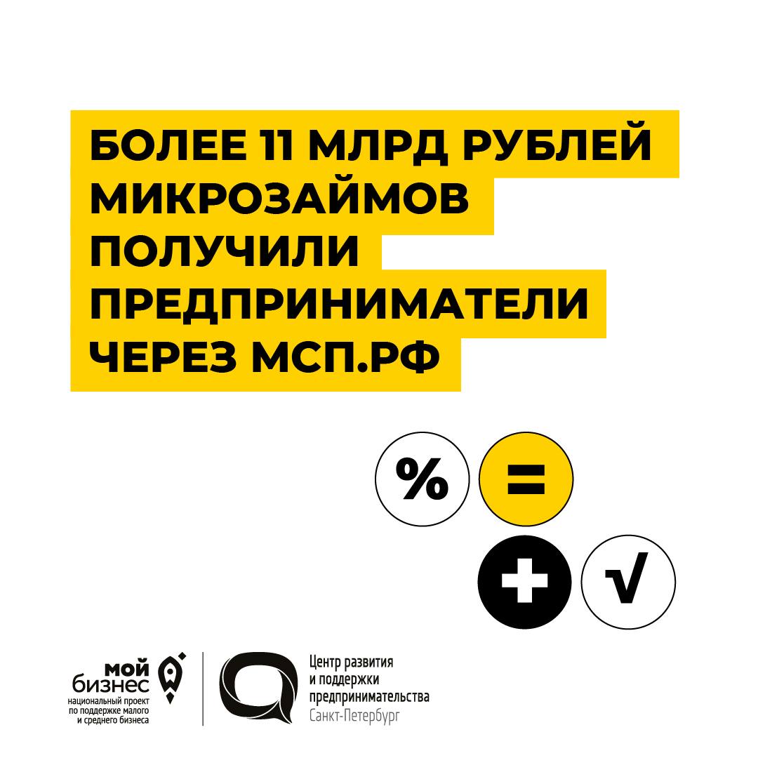 Более 4 тысяч предпринимателей из 77 регионов России получили более 11,3 млрд рублей от государственных микрофинансовых организаций через Цифровую платформу МСП.РФ с начала 2025 года. Это в два раза больше, чем за аналогичный период прошлого года. Средняя процентная ставка по выданным через МСП.РФ микрозаймам составила 8,9%.  Средний размер микрозайма в настоящий момент составляет 2,6 млн рублей, а средний срок кредитования – 2,5 года.  «Перевод в «цифру» процесса получения микрозаймов ГМФО значительно повысил доступ предпринимателей к микрофинансированию. Мы видим востребованность этого инструмента среди МСП и расширяем его возможности, привлекая к этому региональные гарантийные организации. Уже более 100 предпринимателей получили возможность при недостаточности собственного залога получить финансирование от ГМФО на общую сумму 338 млн рублей под поручительство РГО в режиме «одного окна». При этом уже появились «лучшие региональные практики»: ГМФО Иркутской области, например, снижает ставку по микрозаймам на 0,2% при наличии поручительства РГО», – отметил генеральный директор Корпорации МСП Александр Исаевич.  Цифровая платформа МСП.РФ разработана Корпорацией МСП совместно с Минэкономразвития РФ для повышения доступности услуг и мер поддержки малого и среднего бизнеса.   → Мой бизнес «ЦРПП» Поддержка малого и среднего бизнеса в Петербурге