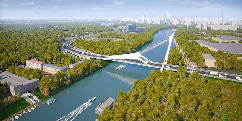 «Мост-парус» появится в Москве Он свяжет Филёвский Парк с Северо-Западной хордой. Там будет 4 полосы движения, а для пешеходов построят тротуары.