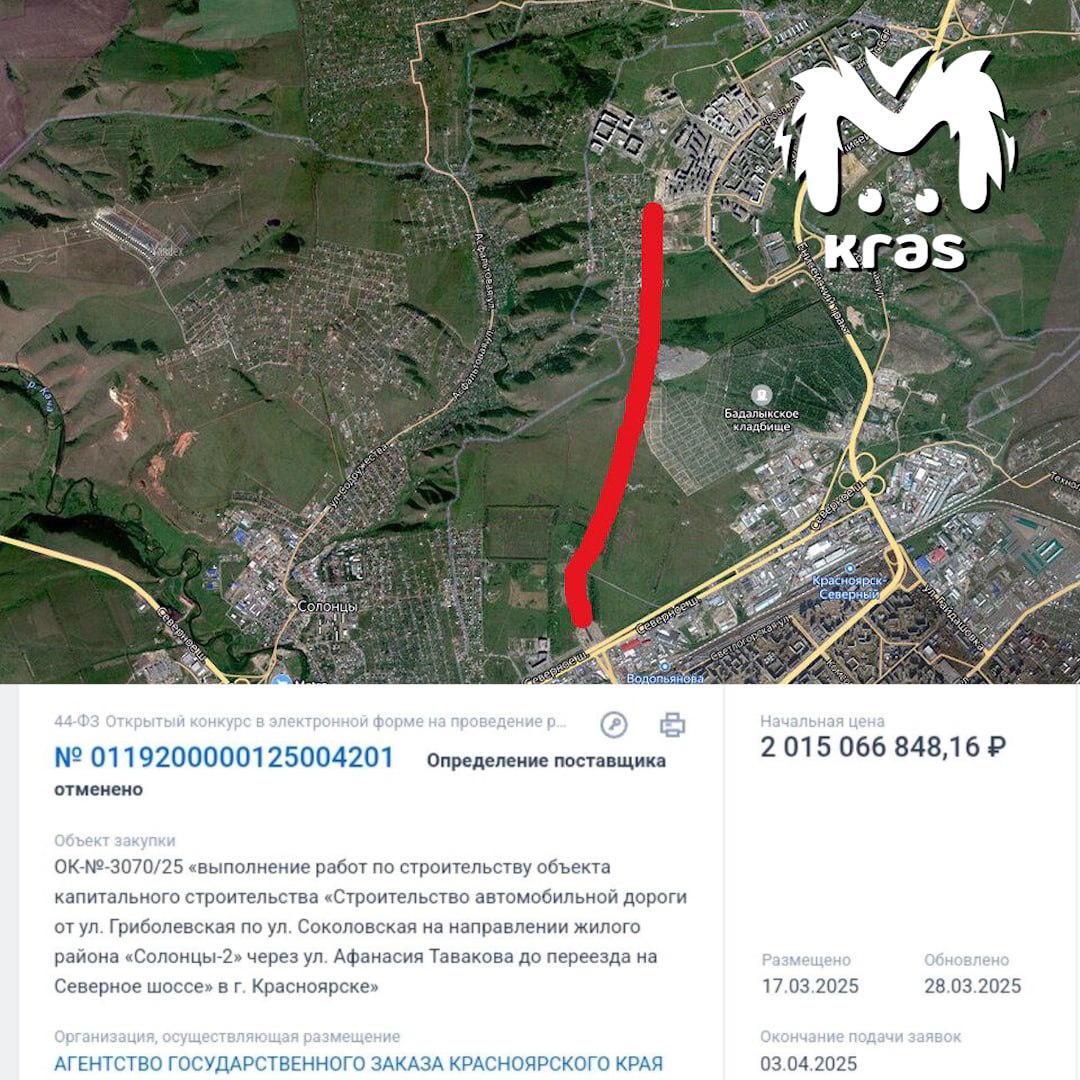 Дороге от Северного шоссе до Солнечного быть. Власти заключили контракт почти на 2 млрд. На магистрали обещают сделать тротуары, ливнёвку и освещение. Чтобы построить её, снесут пять домов на улице Бадалык и больше 300 тополей. Сдать обещают до конца 2027 года.