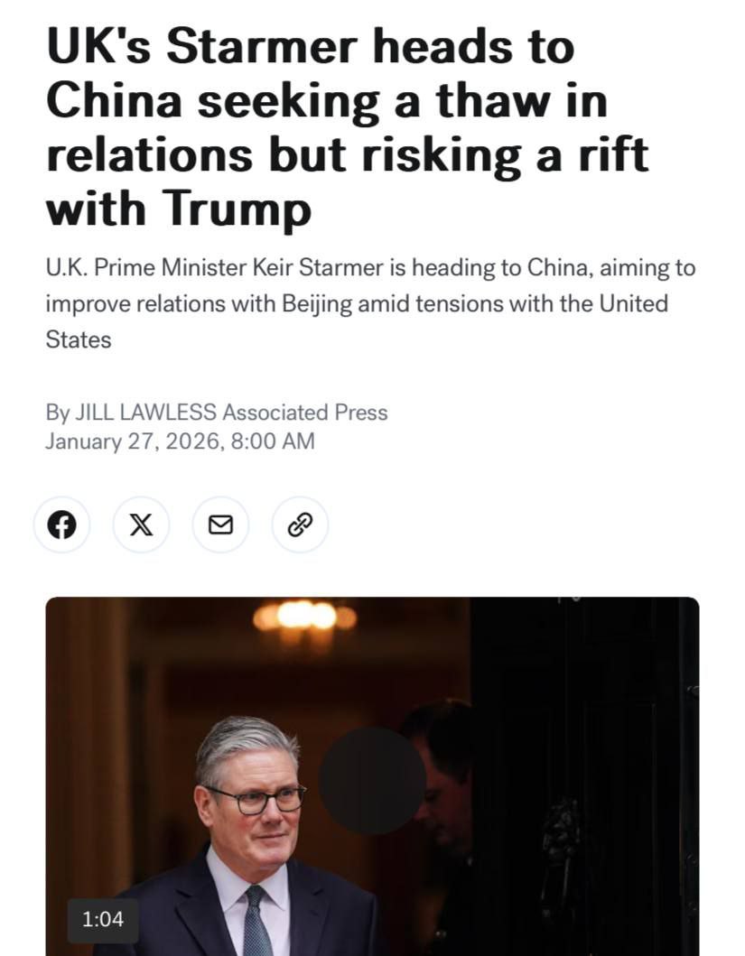 Как сообщает газета ABC News премьер министр Великобритании Кир Стармер направляется в Китай в надежде на улучшение отношений рискуя спровоцировать разногласия с Трампом Воспользовавшись своим приездом Стармер рассчитывает растопить лед между двумя правительствами в кризисный период в отношениях Великобритании и США Основная миссия его вояжа наладить экономическое сотрудничество Но простым эиа задача для него не будет Времена когда Китай был простой мировой фабрикой закончились Теперь он также становится глобальным рынком сказал профессор Шанхайского университета Чжао Минхао Считается что эта поездка состоялась в связи с резкими изменениями в геополитике которые создают новые возможности для британско китайских отношений Последний раз подобное событие происходило в 2018 году когда предыдущий лидер Великобритании приезжал с официальным визитом в Пекин Подписывайтесь на Бутину в МАХ