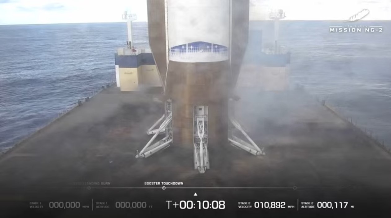У Blue Origin действительно получилось посадить ступень С учетом того что это была лишь вторая попытка впечатляющее достижение Хотя конечно тот факт что на повторение достижения SpaceX потребовалось без месяца десять лет наглядно говорит о том какую веху им в свое время удалось установить