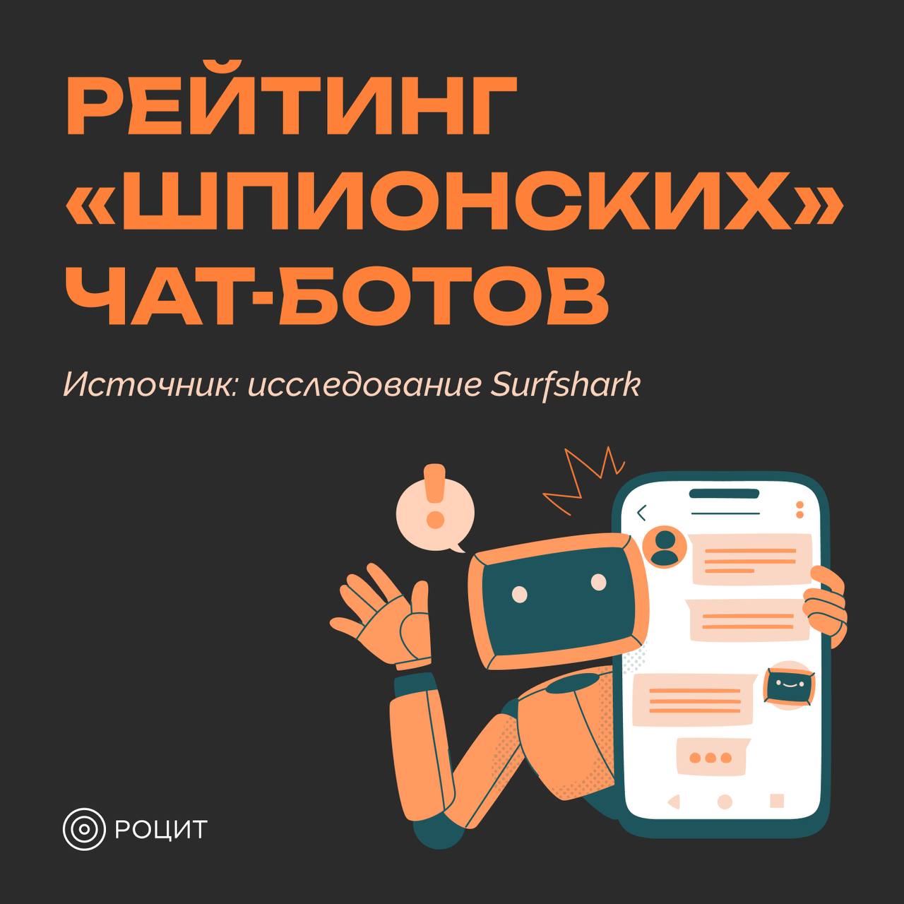 Какие зарубежные чат-боты активнее всего собирают информацию о пользователях?  Редакция HiTech перевела исследование Surfshark, в котором приведен рейтинг из 10 популярных чат-ботов, наиболее активно собирающих данные о своих пользователях.  Эксперт РОЦИТ Алексей Парфун отметил, что у каждого должен быть выбор, какие данные он предоставляет, однако зарубежные чат-боты действуют по своему усмотрению    #РОЦИТ #ИИ #исследование