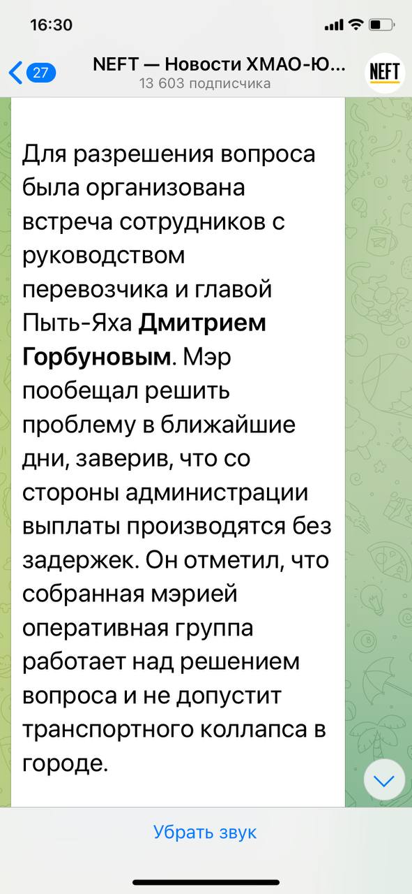 Пока в думе ХМАО думают  простите за тавтологию , как ввести новый налог на бороды  не скрепно, кстати, а что с попАми делать? , а вице-спикер Владимир Семенов ее предусмотрительно сбрил, в Пыть-Яхе таки устроили транспортный коллапс.   Сегодня социально ответственные водители после того, как утром развезли горожан по их делам, больше не вышли на рейсы.  И когда я читаю заявления падавана пока еще первого замгубера ХМАО Шипилова, мэра Горбунова о том, что власти города не допустят транспортного коллапса, у меня вопрос — а то, что сейчас происходит, это нечто другое? Временные неудобства? Транспортный хлопок?  Товарищ Горбунов, «Лидеры России» — это все хорошо. Но на носу зима. Людям ездить нужно на чем-то на работу.  ‍