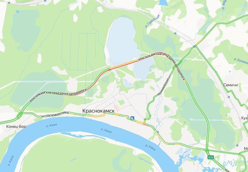 На Краснокамской объездной образовался многокилометровый затор из-за ДТП  По сообщениям очевидцев в соцсетях, столкнулись две фуры и легковушка. В результате один из автомобилей загорелся.   Согласно онлайн-картам, на дороге растянулась пробка в 7,8 километра в сторону трассы Пермь — Краснокамск и до 2,5 км в обратную. Подробности уточняются.   Подписаться       Дать «буст»