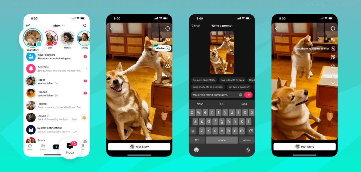 TikTok добавил функцию AI Alive — она «оживит» фото для Stories. Функция доступна через Story Camera. Весь ИИ-контент будет помечаться специальной меткой vc.ru/services/1985356