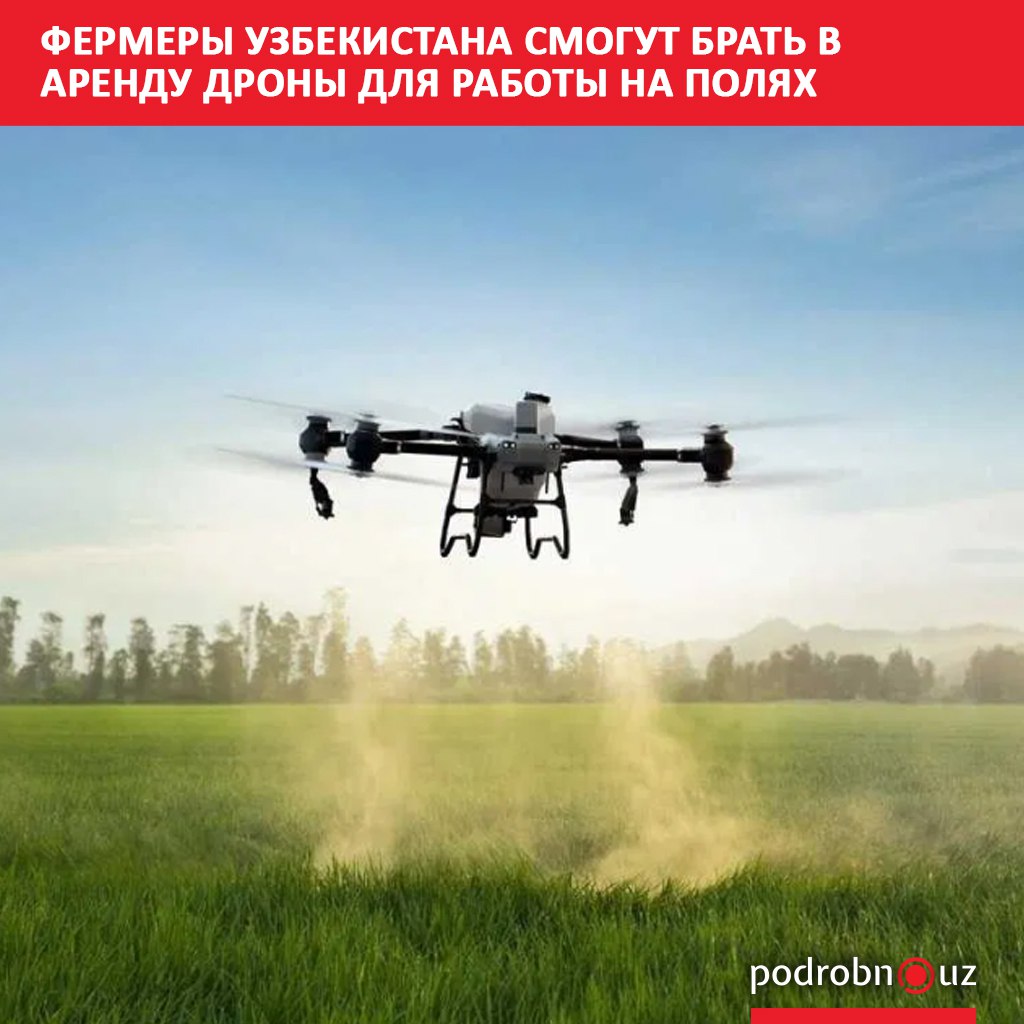 С декабря 2025 года аграрии Узбекистана смогут воспользоваться услугами дронов и иных робототехнических устройств для мониторинга посевов а также внесения удобрений и средств защиты растений   podrobno uz cat tehnp fermery uzbekistana smogut brat v arendu drony dlya raboty na polyakh Telegram Instagram Facebook Читать на узбекском