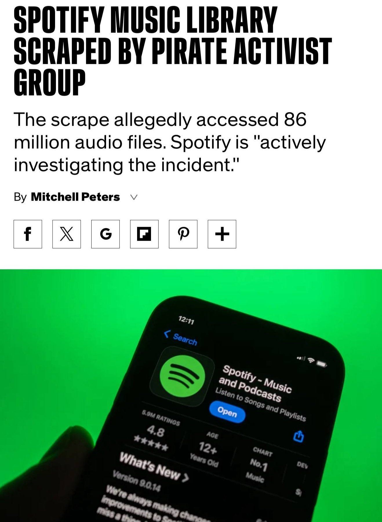 Spotify стал общественным достоянием Пираты активисты из Anna s Archive выгрузили полную базу сервиса 86 миллионов треков Архив на 300 ТБ собираются раздавать через P2P ради сохранения цифрового наследия человечества Spotify утечку подтвердил и расследует инцидент Непонятно правда про какое цифровое наследие человечества они говорят абсолютное большинство треков и так можно спокойно скачать на пиратских сайтах Люди пользуются Spotify из за удобства и алгоритмов рекомендаций ни того ни другого в слитой базе точно не будет Короче выглядит как борьба с ветряными мельницами