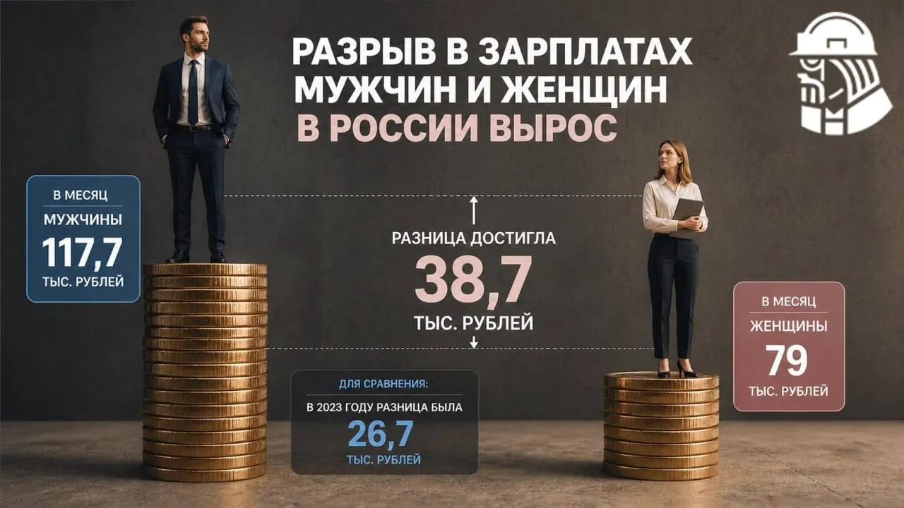 Зарплаты мужчин в 1 5 раза выше чем у женщин аналитики В 2025 году мужчины в среднем зарабатывали 117 7 тыс рублей в месяц а женщины 79 тыс Разница достигла 38 7 тыс рублей При этом мужчины работают в среднем на 2 часа в неделю больше 42 часа против 40 Но даже если смотреть на оплату за час разница остаётся существенной около 637 рублей у мужчин против 448 рублей у женщин