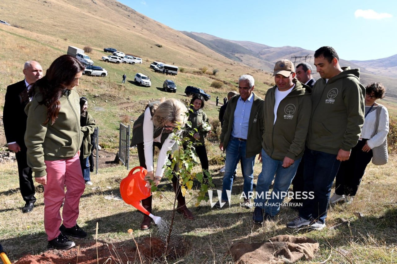 Королева Бельгии Матильда посетила территорию организации My Forest Armenia в посёлке Цахкунк Гегаркуникской области где будет посажен Армяно бельгийский лес Королева Бельгии находится в Армении с рабочим визитом в качестве координатора Целей устойчивого развития ООН Королева Матильда посадила своё именное в знак дружбы между Королевством Бельгия и Республикой Армения Королеву приветствовали основатель организации My Forest Armenia бельгийский благотворитель армянского происхождения Андре Гумушчян и его команда а также представители местных властей На площади 20 гектаров в 2025 году будет посажено 60 000 деревьев на пожертвования бельгийских и армянских частных лиц и организаций и местных жителей Андре Гумушджян представил королеве миссию и деятельность организации My Forest Armenia подчеркнув важность сохранения и восстановления лесов Для нас большая честь что Её Величество Королева Матильда закладывает основу этого молодого леса тем самым подчеркивая важнейшее значение лесов Леса источник жизни на нашей планете Миссия My Forest Armenia расширение и восстановление лесного покрова Армении что актуально как никогда В преддверии проведения Конференцией сторон Конференции сторон по биоразнообразию COP 17 мы должны выделять больше ресурсов на устойчивое восстановление лесов и бережное отношение к местному биоразнообразию сказал Гумушджян
