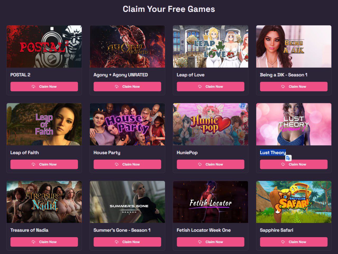 Халява  GOG выступил против цензуры порно-игр и выкатил целый список 18+ тайтлов, которые явно бы разозлили и радикальных ферминисток, и платежные системы.  Отдают: Postal 2, Agony, Leap of Love, Being a DIK, Helping the Hotties, Lust Theory и тд. На забрать есть 48 часов — лежат тут.