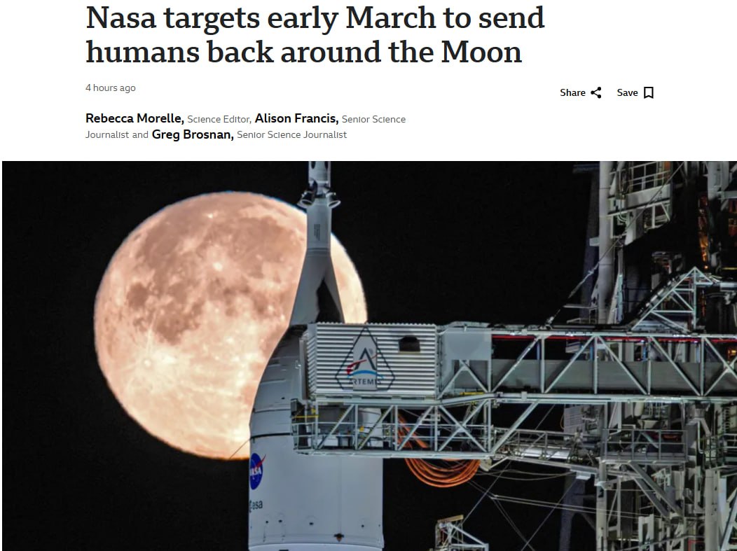 НАСА планирует в начале марта отправить астронавторов к Луне сообщает BBC News По информации издания в рамках миссии Artemis II четыре астронавта отправятся в 10 дневное путешествие вокруг обратной стороны Луны и обратно на Землю прокладывая путь к будущей высадке на Луну НАСА назначило самую раннюю дату запуска 6 марта утром 7 марта по Киеву после успешной мокрой генеральной репетиции критически важного предстартового испытания в ходе которого ракета заполняется топливом и проходит обратный отсчет Сайт Страна X Twitter Прислать новость фото видео Реклама на канале Помощь