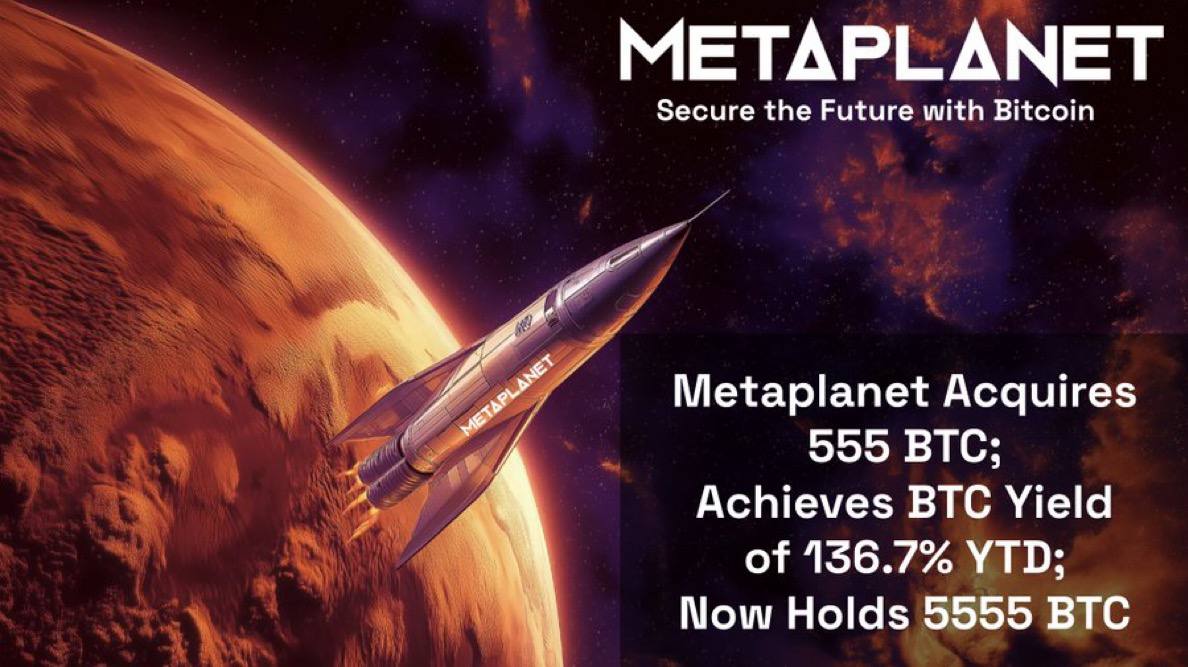 Metaplanet приобрела 555 BTC за $53,4 млн по средней цене $96,134 за биткойн. Теперь они держат 5,555 BTC , приобретенных за $481,5 млн